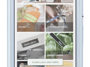 Aplikace P-touch Design & Print s různými kategoriemi
